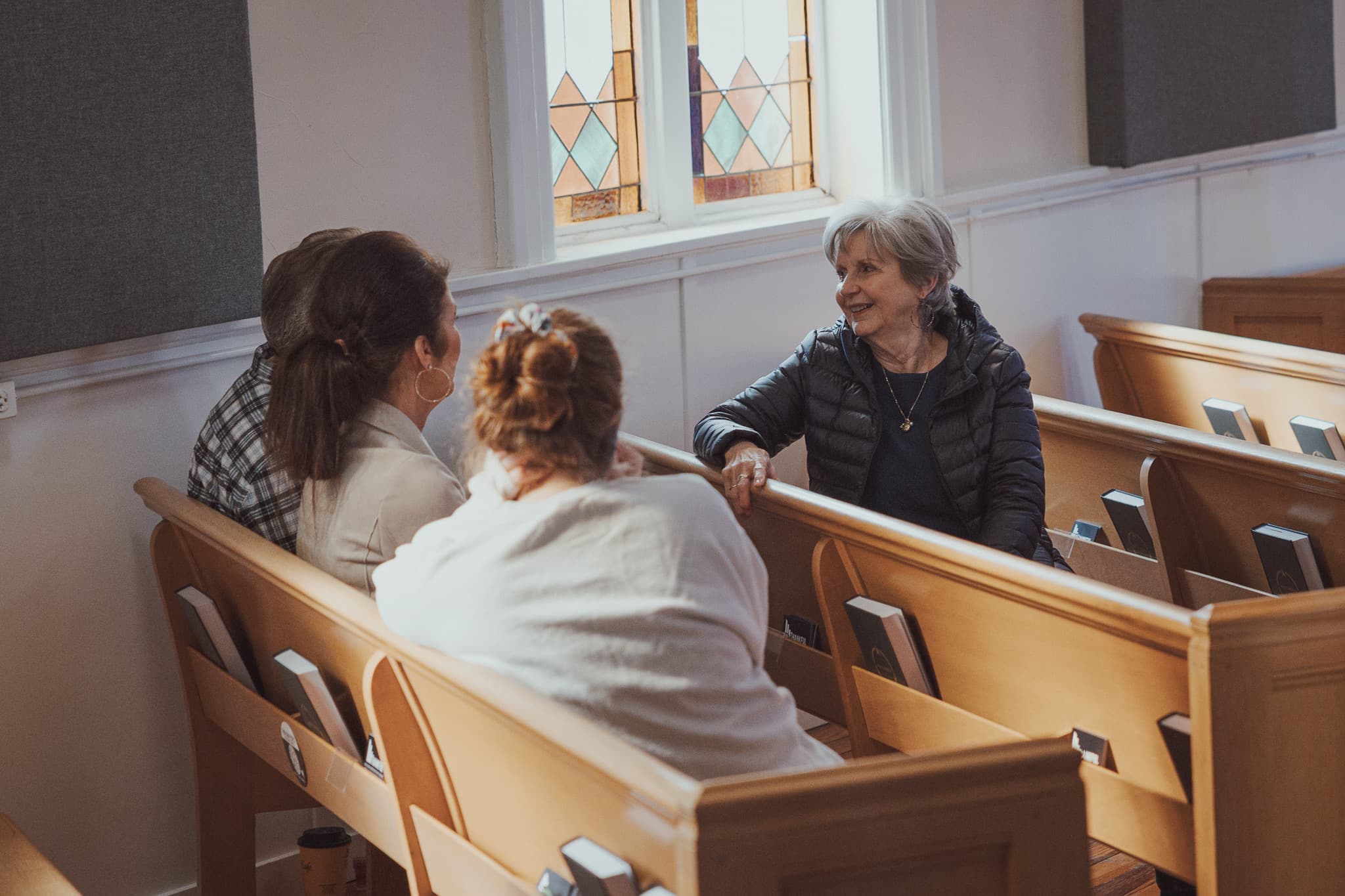 River City Church people talking and caring for one another